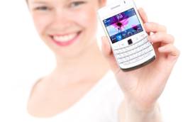 Woman holding a cell phone